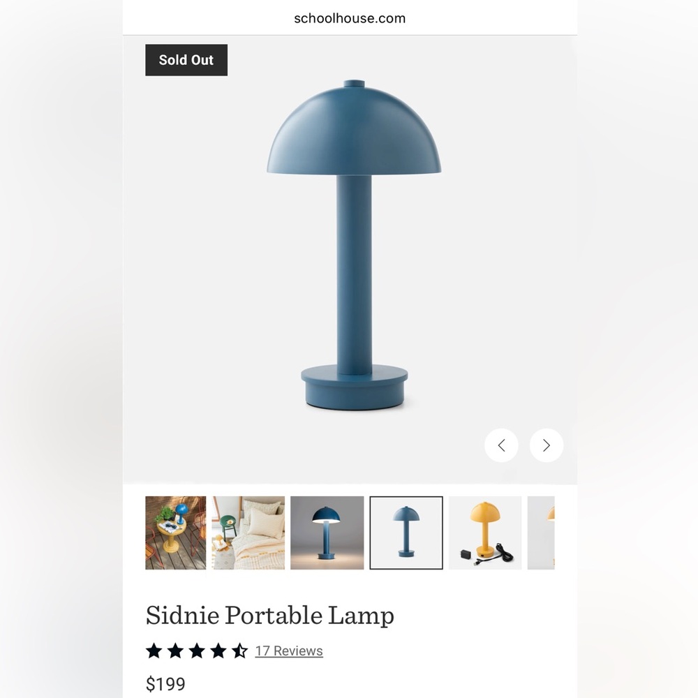 NIB Schoolhouse Sidnie Portable Lamp